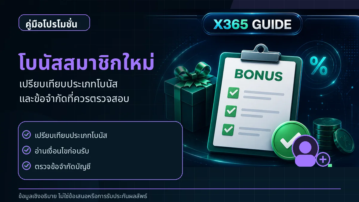 โบนัสสมาชิกใหม่ พร้อมเงินฝากแรก เทิร์น และเงื่อนไข